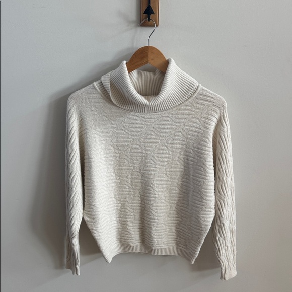 Cyrus Cream Cowl Neck Sweater with Textured Knit – Size Small - Picture 1 of 5